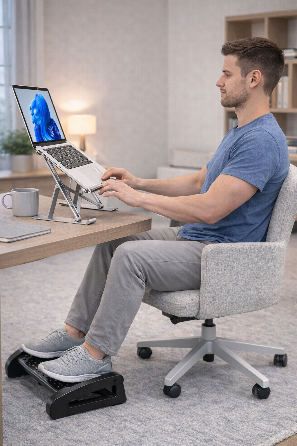 Adjustable Under-Desk Footrest-Ergonomic Foot Support for Home & Office